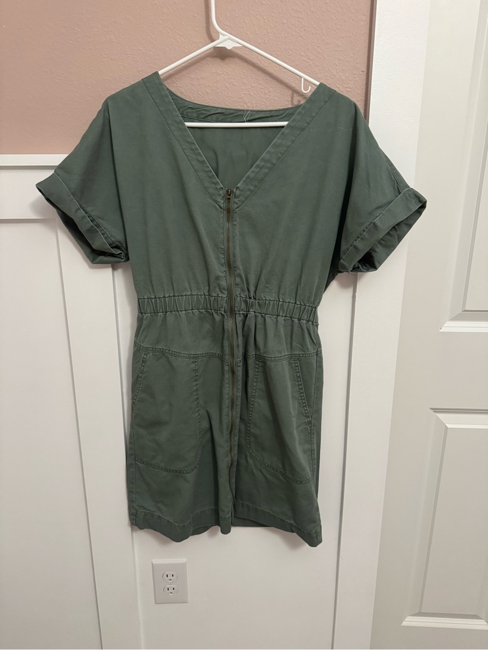 Universal Thread Green Utility Zip Front Mini Dress Waist